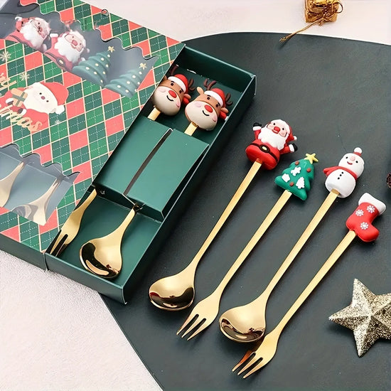 Cuillère à café SpoonSet| Ensemble de fourchettes et cuillères de Noël - 2/4/6 Pièces - LUDICTOYS