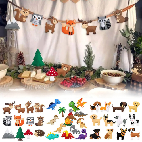 DECO NOEL | AnimalGarland Kit de couture en feutre pour enfants (12 pièces) - LUDICTOYS